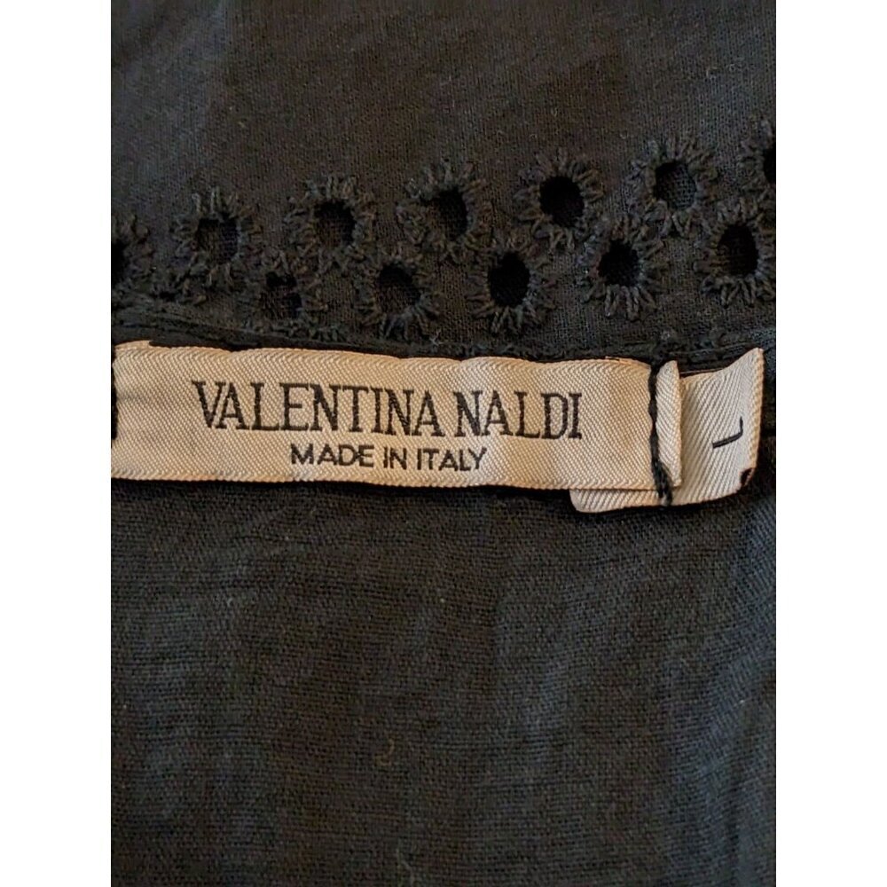 Valentina Naldi Eyelet Baby Doll Dress Size L Black Ruffle Italy Y2K Whimsigoth - Picture 6 of 7